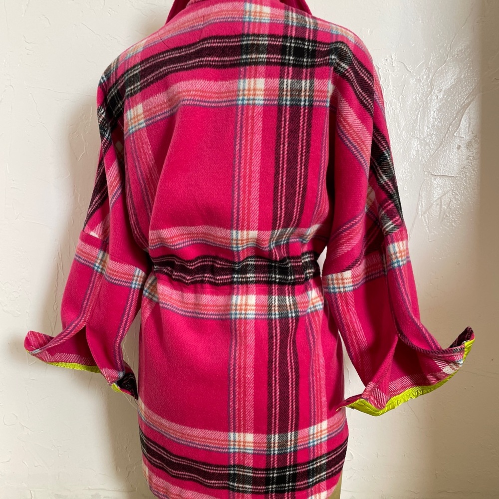 FREE PEOPLE Pink & Lime DOWN FOR YOU Plaid Shacket JACKET Size XS - Picture 15 of 16